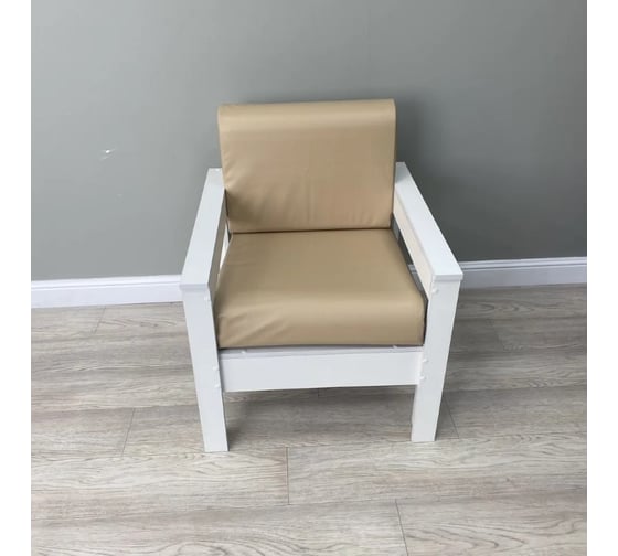 Изображение товара Кресло NEW VICTORIA каркас белый, кожзам бежевый К0033