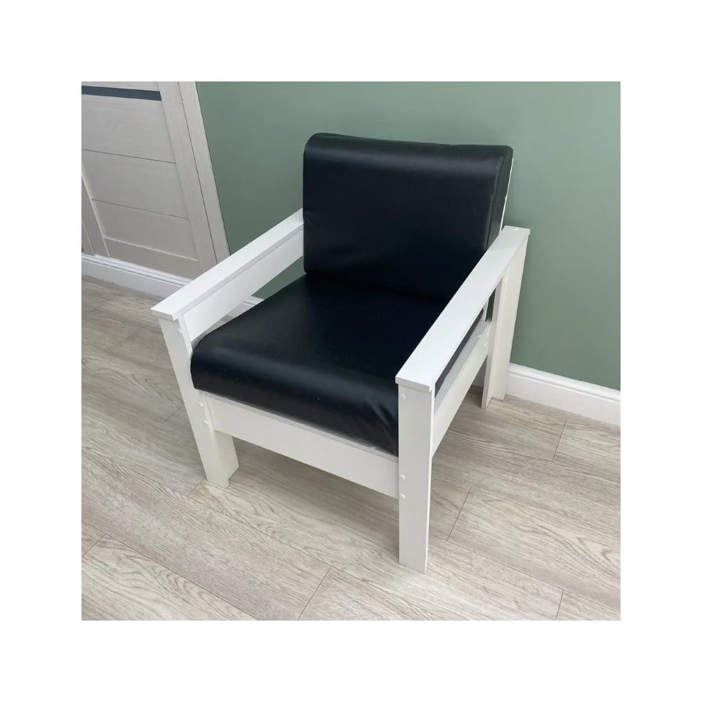 Изображение товара Кресло NEW VICTORIA каркас белый кожзам черный К0031 классическое поворотное без колес