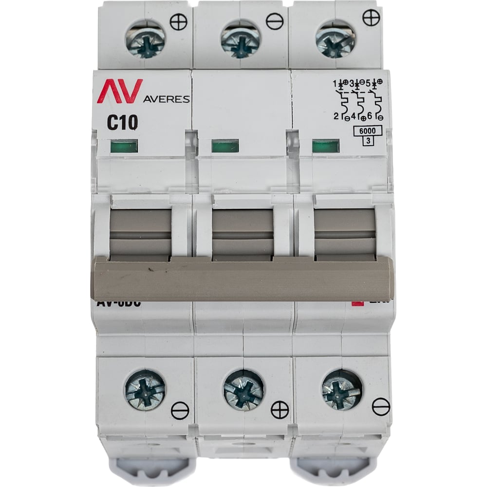 Изображение товара Автоматический выключатель EKF 3P 10A 6kA AV-6 для защиты цепей