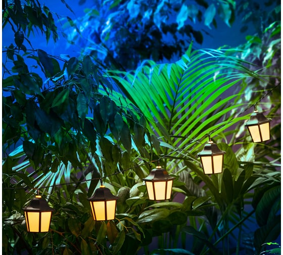 Изображение товара Гирлянда садовая REXANT Дэнлонг, 3000К, встроенный аккумулятор, солнечная панель, коллекция Пекин 602-2430