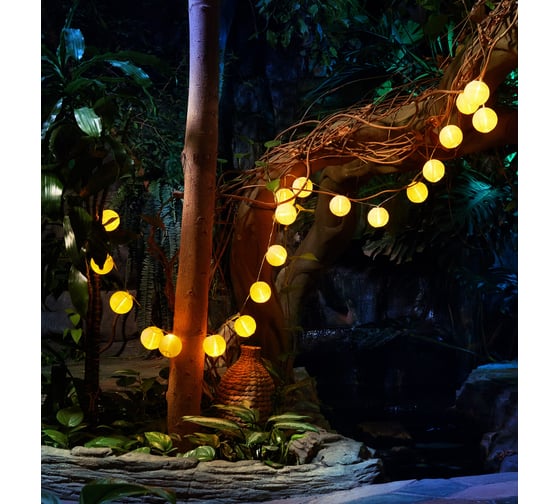 Изображение товара Гирлянда садовая REXANT Денг, 335см, 3000К, встроенный аккумулятор, солнечная панель, коллекция Пекин 602-2427