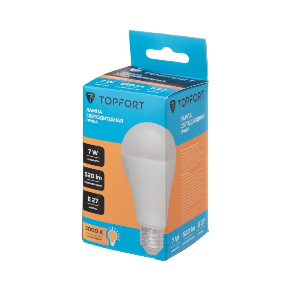 Изображение товара Светодиодная лампа Topfort E27 7W 3000K для общего освещения