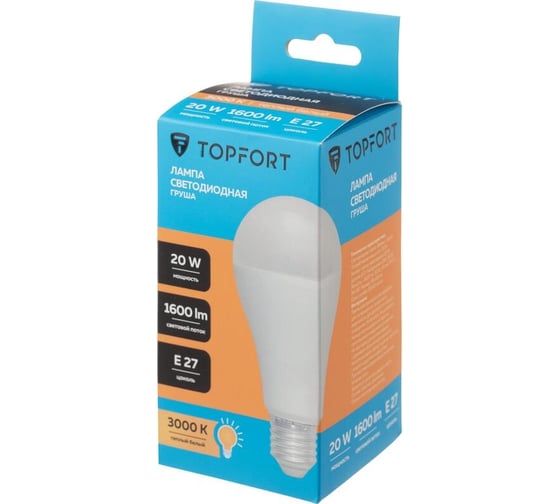 Изображение товара Светодиодная лампа Topfort E27, 20W, 3000K, груша 1885126