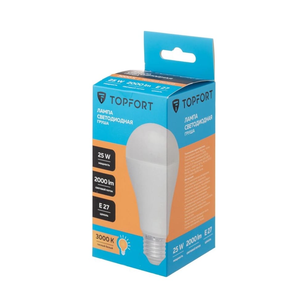 Изображение товара Светодиодная лампа Topfort E27 25W теплый белый свет 3000K 2000 лм