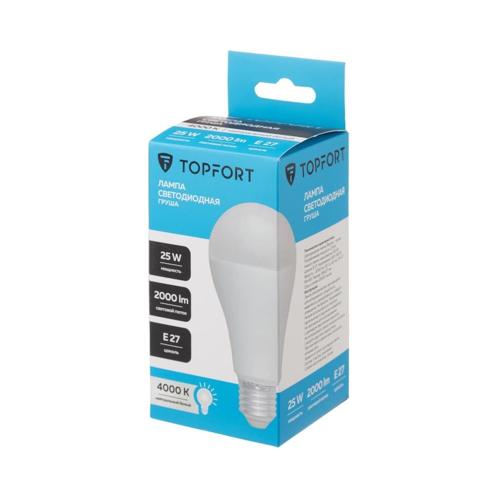 Изображение товара Светодиодная лампа Topfort E27, 25W, 4000K, груша 1885134