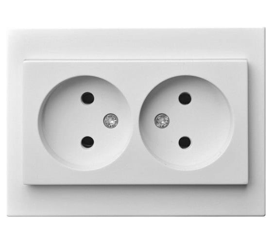 Изображение товара Двойная розетка без заземления LIREGUS Эпсилон IKL 16-109/409 E/B белая 28-020