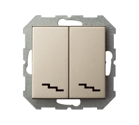 Изображение товара Проходной двухклавишный выключатель LIREGUS Эпсилон IP6+6 10-001-01 E/Ch шампань без рамки 28-304