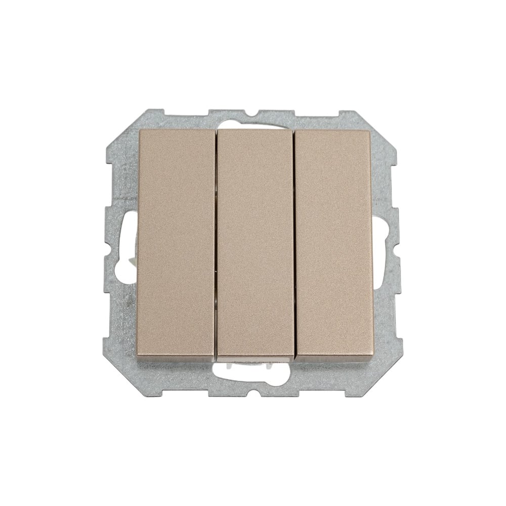 Изображение товара Трехклавишный выключатель LIREGUS Эпсилон IJ3 шампань без рамки