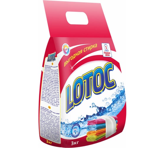Изображение товара Стиральный порошок для всех типов стирки ЛОТОС 3 кг Lotoc Color (НЗБХ) 608665