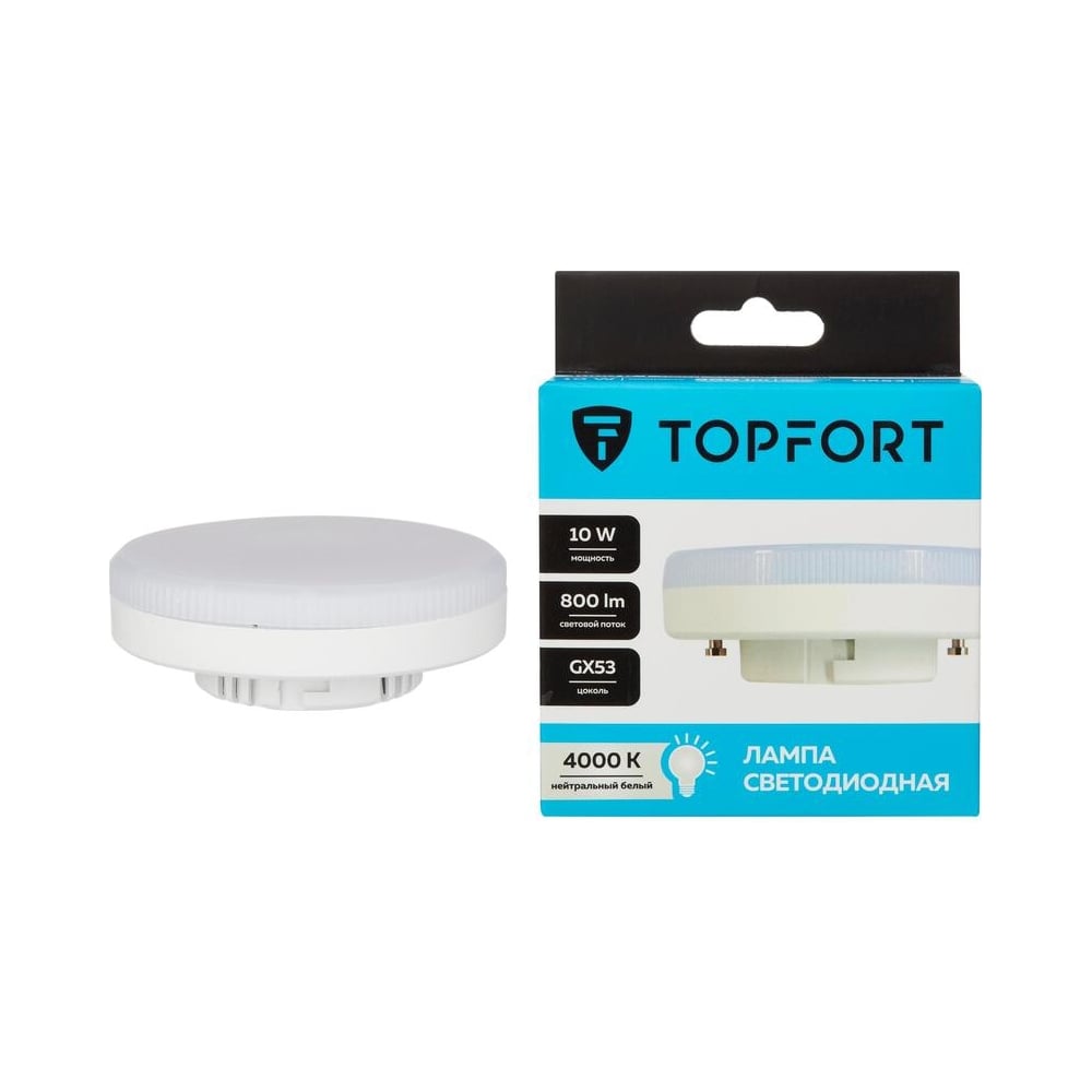 Изображение товара Светодиодная лампа Topfort GX53 10W 4000K для общего освещения
