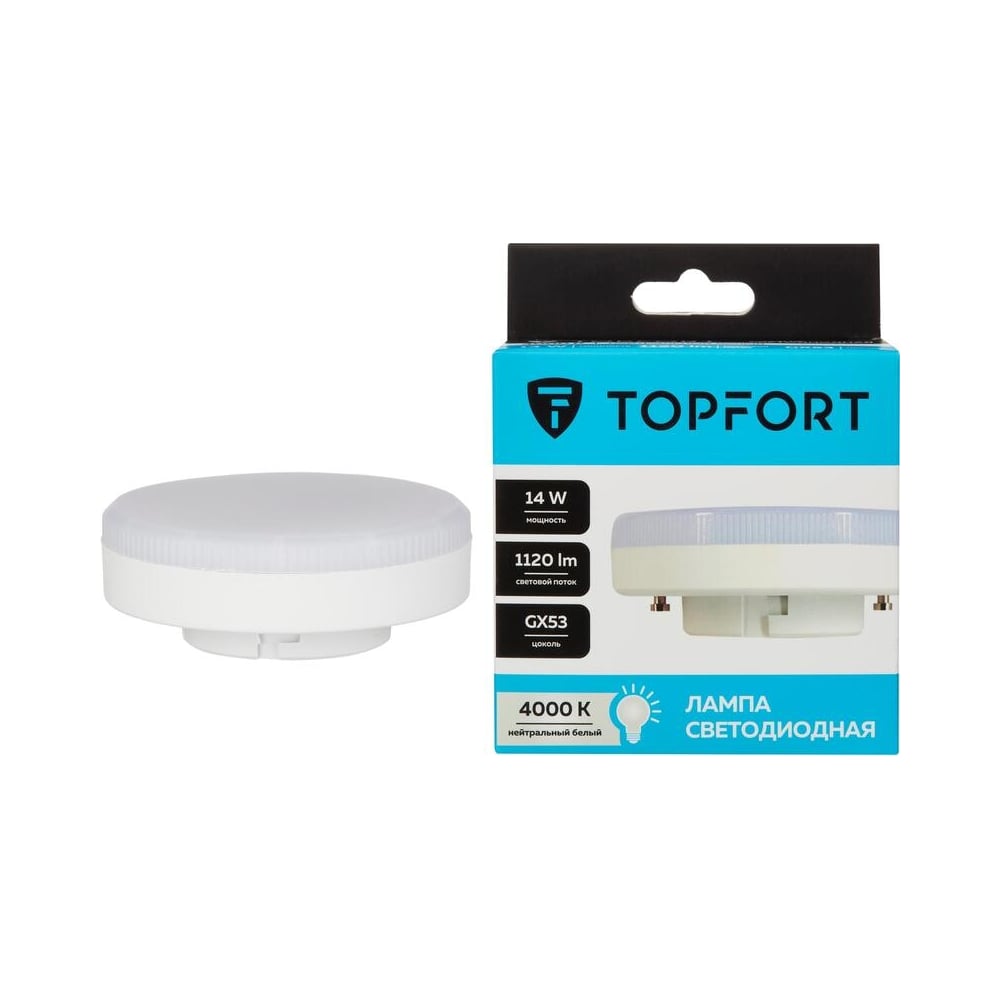 Изображение товара Светодиодная лампа Topfort GX53 14W 4000K 1120лм для общего освещения