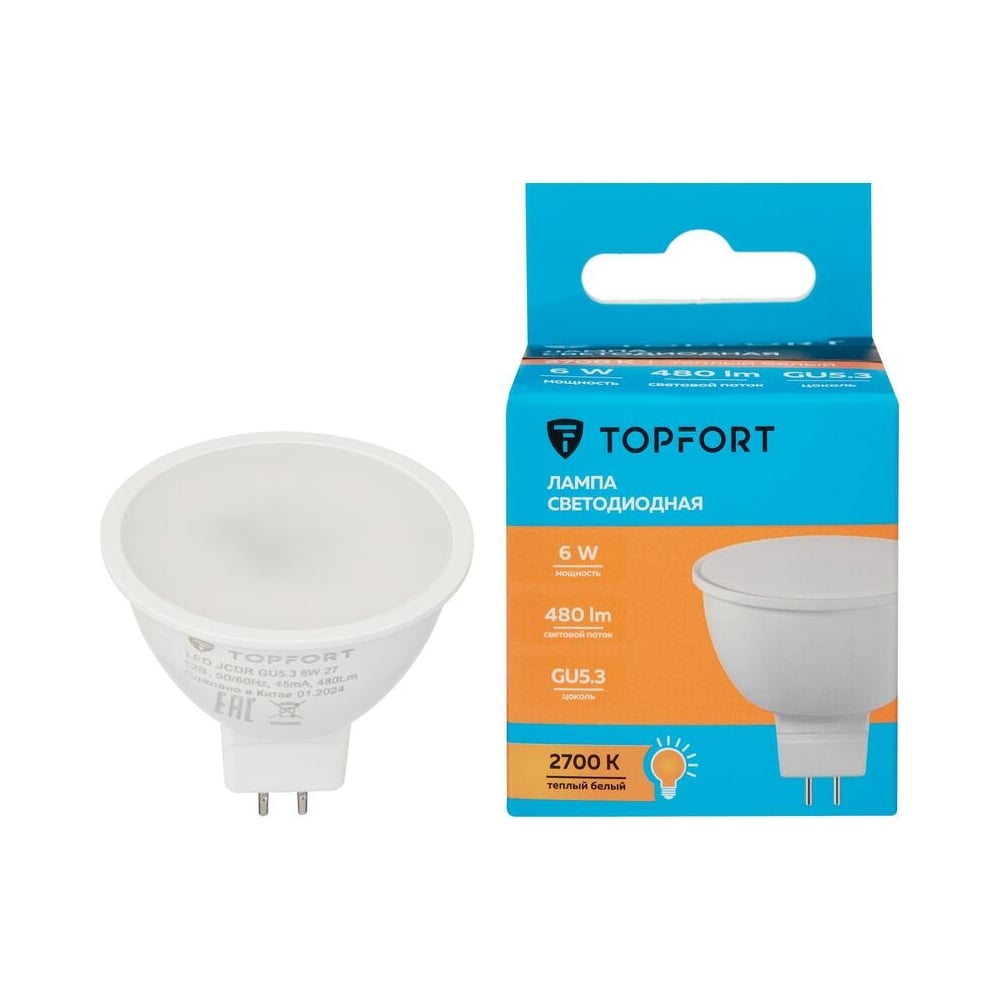 Изображение товара Светодиодная лампа Topfort GU5.3 12W 2700K для общего освещения