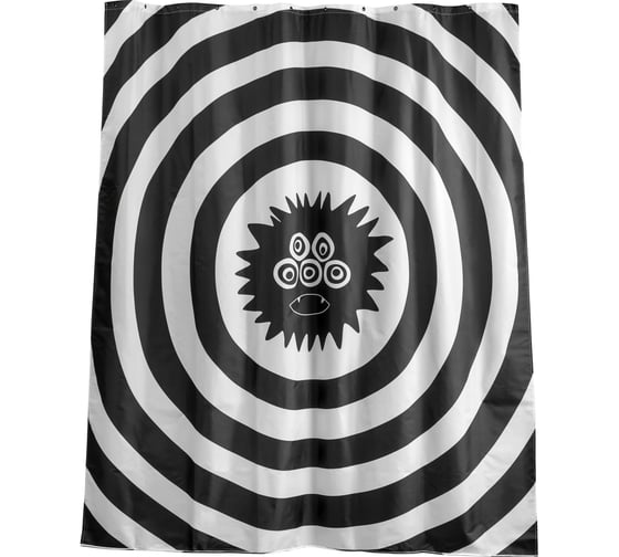 Изображение товара Занавеска для ванной комнаты Moroshka Irony тканевая, цвет черный и белый xx010-24