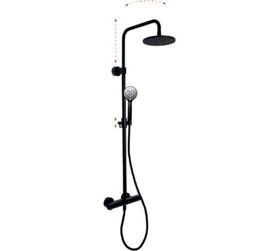 Изображение товара Душевая система Fima Carlo Frattini Wellness: термостат внешнего монтажа, стойка с верхним душем 250мм, ручной душ латунь, шланг 1500мм, цвет черный матовы F4285/R259NS