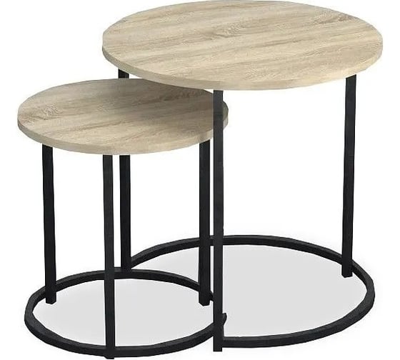 Изображение товара Стол журнальный Desk Question Лофт DQ Ranod дуб сонома черный 500x500x500, 370x370x384 218131