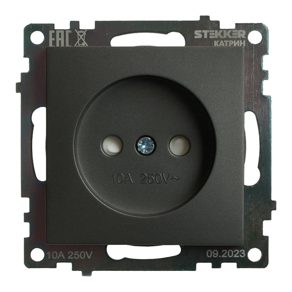 Изображение товара Розетка 1-местная STEKKER с защитной шторкой, серия Катрин, графит