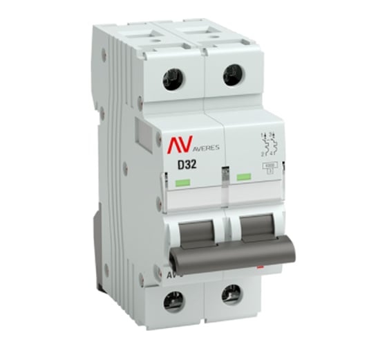 Изображение товара Автоматический выключатель EKF AVERES AV-6, 2P, 32A, 6kA mcb6-2-32D-av