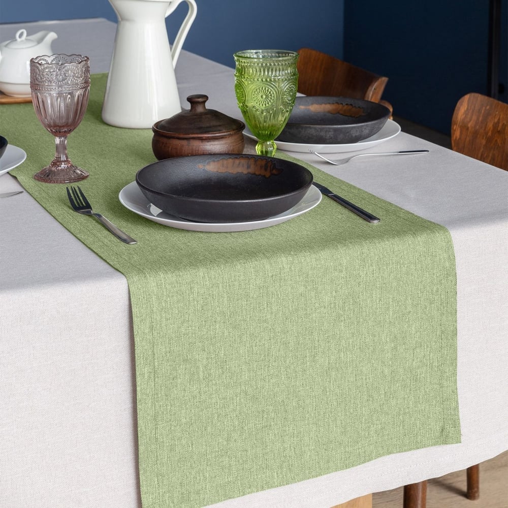 Изображение товара Дорожка сервировочная Волшебная Ночь 40х140 рогожка светло-зеленая