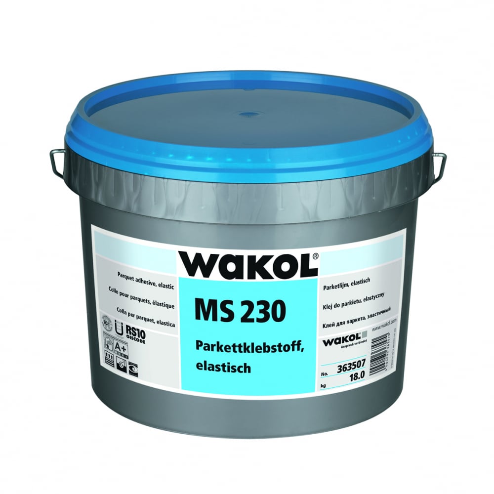 фото Ms-полимерный эластичный клей для паркета wakol ms 230 18 кг 363507