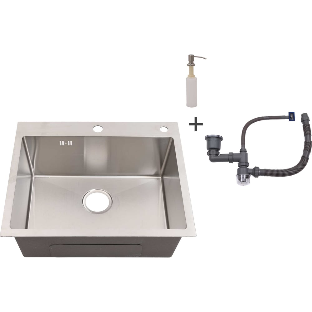Изображение товара Мойка из нержавеющей стали Alcora Oslo 58х48 см satin с сифоном и переливом