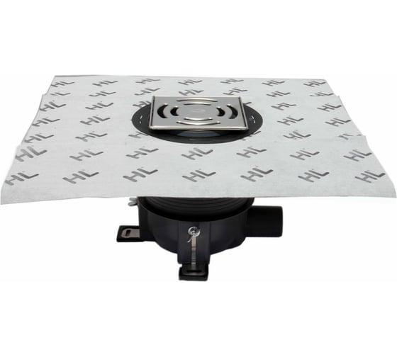 Изображение товара Трап HL с решеткой КЛИК-КЛАК, с "сухим" сифоном, с гидроизоляционным полотном 420x420 мм под жидкую гидроизоляцию, с горизонтальным выпуском DN50 HL 540