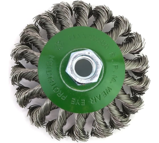 Изображение товара Щетка коническая жгутовая 100 мм, M14 на УШМ, ворс нержавеющая сталь 0.50 мм (13-072) EuroBrush EB-CSS1