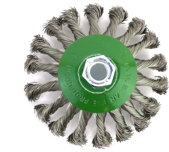 Изображение товара Щетка коническая жгутовая 115 мм, M14 на УШМ, ворс нержавеющая сталь 0.50 мм (13-073) EuroBrush EB-CSS2