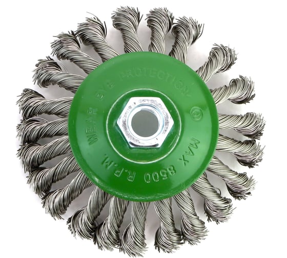 Изображение товара Щетка коническая жгутовая 125 мм, M14 на УШМ, ворс нержавеющая сталь 0.50 мм (13-074) EuroBrush EB-CSS3