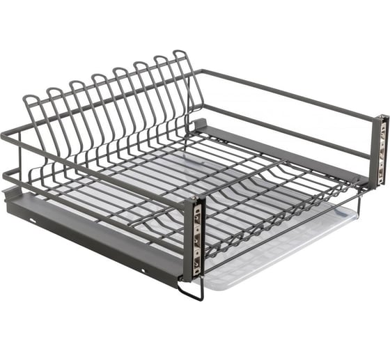 Изображение товара Сушилка выкатная для посуды в нижнюю базу GTV MOVIX PRO, 600 мм с креплением фасада, с поддоном, без направляющих, антрацит OC-SZD600-60