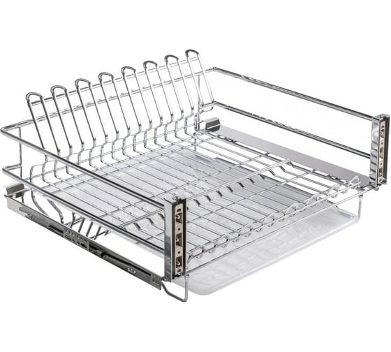 Изображение товара Сушилка выкатная для посуды в нижнюю базу MOVIX PRO, 700 мм с креплением фасада, с поддоном, без направляющих, хром GTV OC-SZD700-01