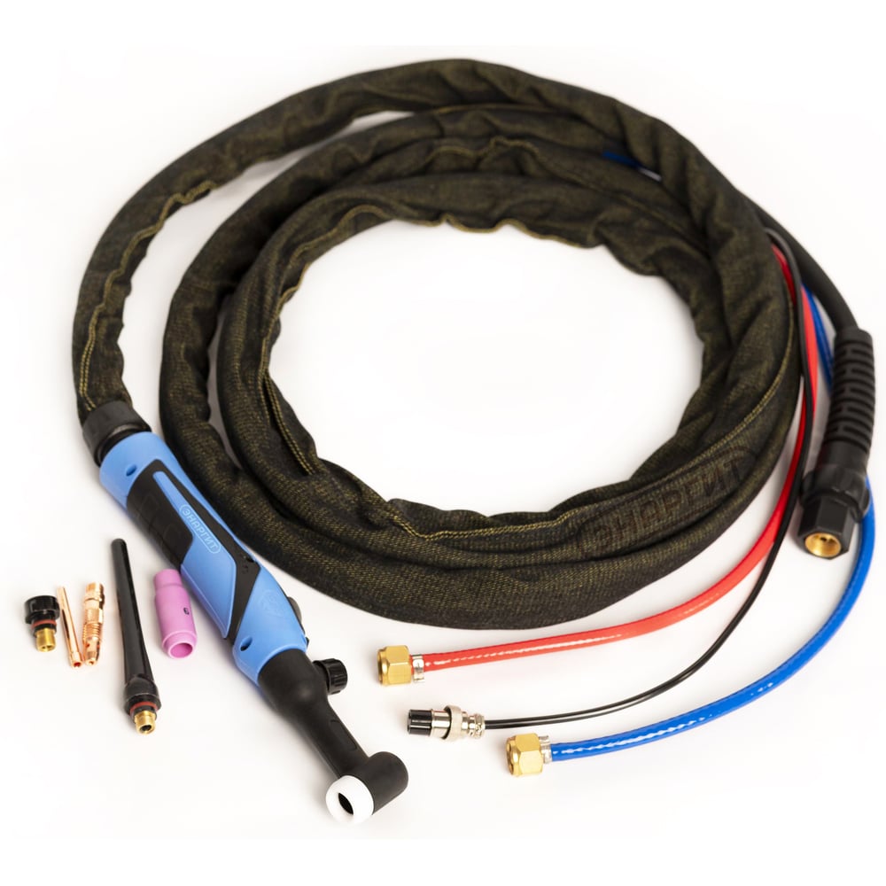 Изображение товара Горелка TIG WP 18FXV 4м M16x1.5 водяное охлаждение DC250A AC350A профессиональная сварочная горелка