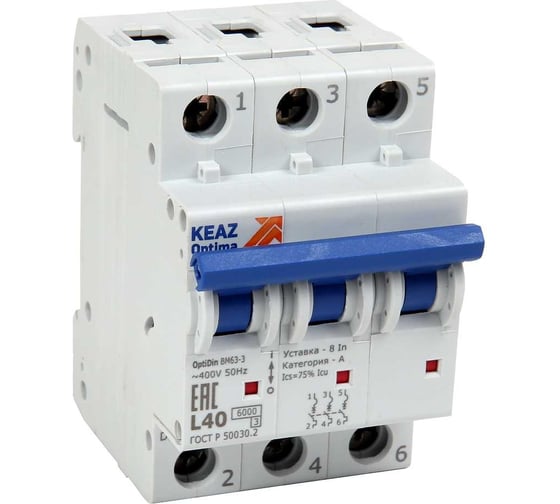 Изображение товара Выключатель автоматический КЭАЗ модульный OptiDin BM63-3K25-УХЛ3 260826