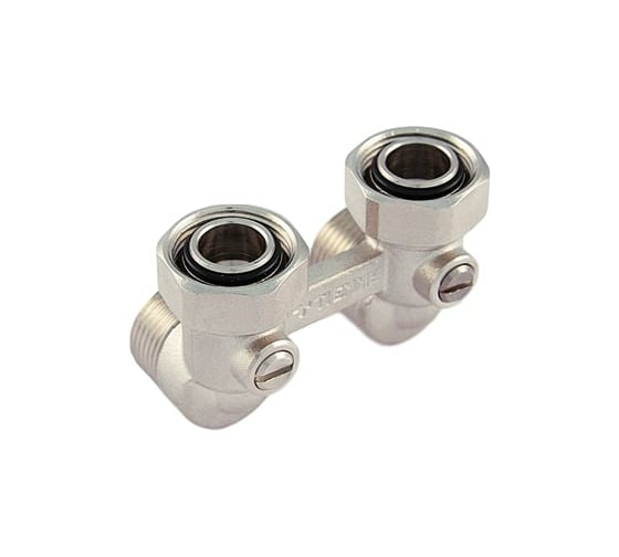 Изображение товара Радиаторный узел Tiemme НВ 3/4'х3/4'ЕК H-блок угловой со встроенными кранами, 2-тр. система 3390011