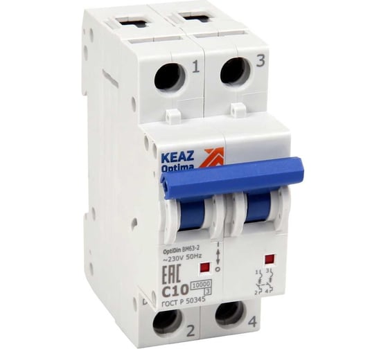 Изображение товара Выключатель автоматический КЭАЗ OptiDin BM63-2C16-10-УХЛ3 261342