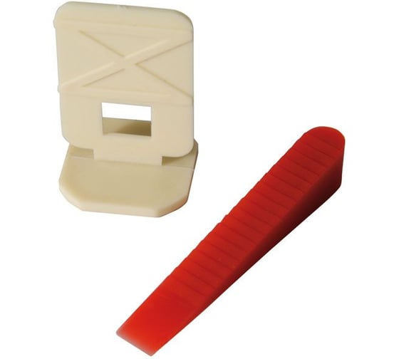 Изображение товара Система выравнивания плитки (40 шт клиньев + 40 шт П-образных зажимов) Без бренда 16770