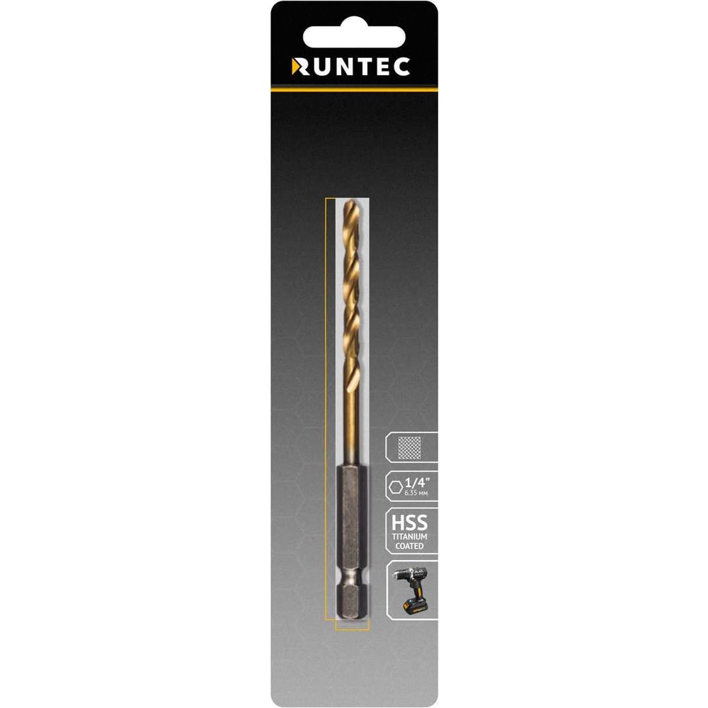 Изображение товара Сверло по металлу HSS-TiN 6x111 мм, HEX RUNTEC RT-DS6