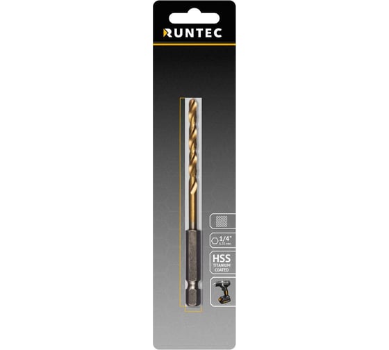 Изображение товара Сверло по металлу HSS-TiN 6x111 мм, HEX RUNTEC RT-DS6