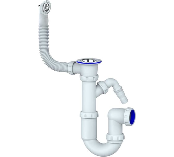 Изображение товара Сифон для мойки прямоточный Unicorn, отвод для стиральной машины, круглый перелив, нержавеющая чашка, винт 6x40, без отвода Y441V