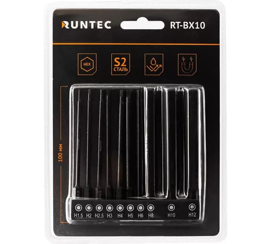 Изображение товара Набор бит HEX 10 предметов RUNTEC RT-BX10