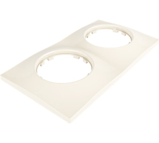 Изображение товара 2х-местная рамка Мезонинъ пластиковая, для скрытой установки, волна, цвет слоновая кость, серия ЛАХТА GE35732-02