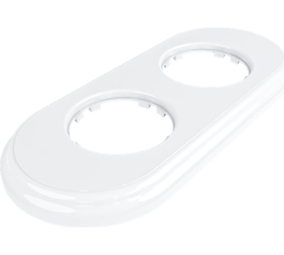Изображение товара 2х-местная рамка Мезонинъ пластиковая, для скрытой установки, овал, цвет белый, серия ЛАХТА GE35702-01