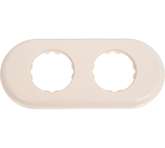 Изображение товара 2х-местная рамка Мезонинъ пластиковая, для скрытой установки, овал, цвет слоновая кость, серия ЛАХТА GE35702-02