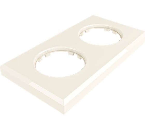 Изображение товара 2х-местная рамка Мезонинъ пластиковая, для скрытой установки, прямоугольник, цвет слоновая кость, серия ЛАХТА GE35722-02