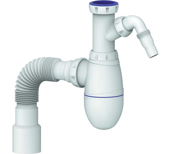 Изображение товара Сифон для мойки Unicorn, отвод для стиральной машины, резьба и переходник 40x32, гибкое соединение Ø40x40/50, без выпуска 1 1/2" (Ø 40) В520V