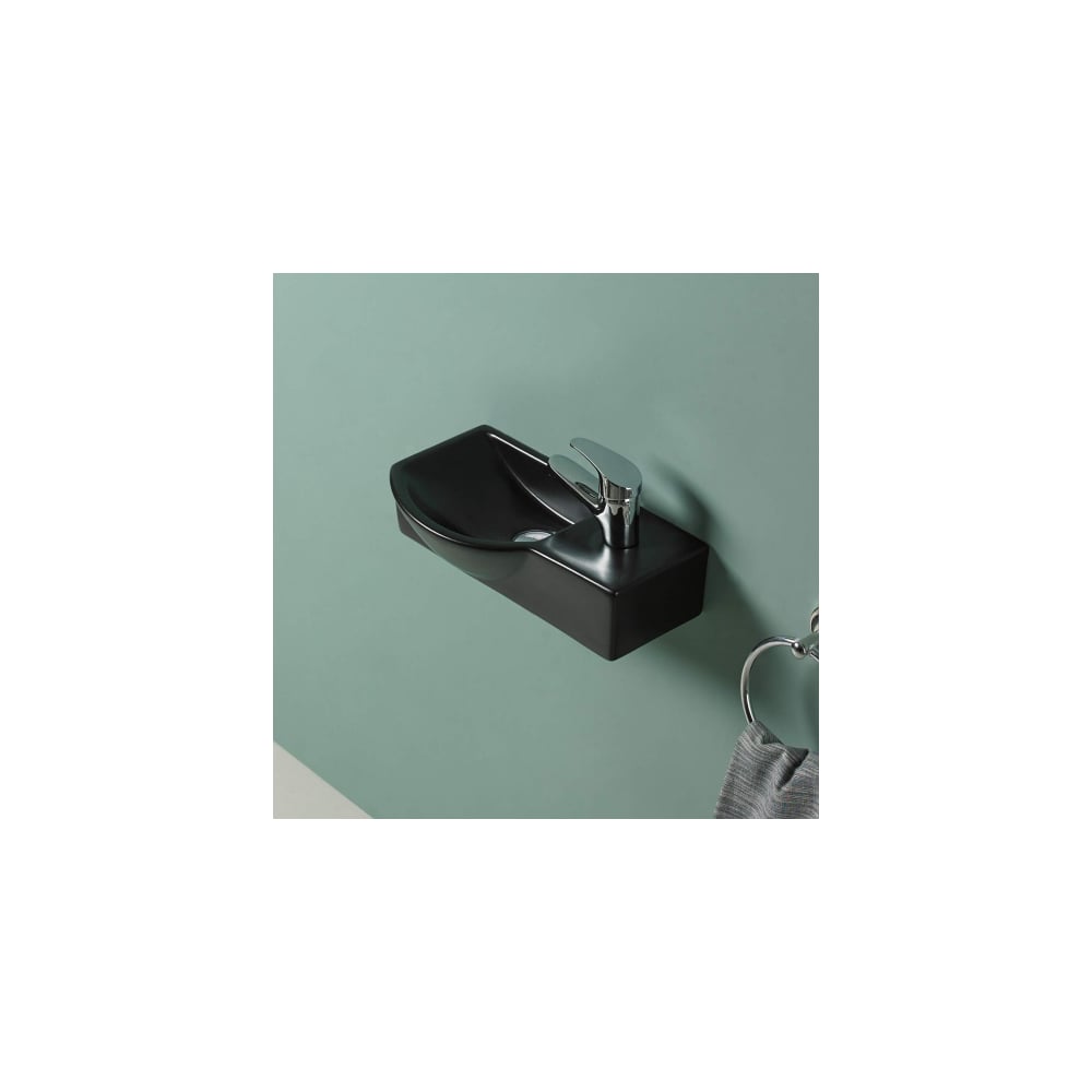 Изображение товара Раковина подвесная Weltwasser WW AISBACH 7940 MT-BL R матовая черная, 400x220x120 мм 10000008689