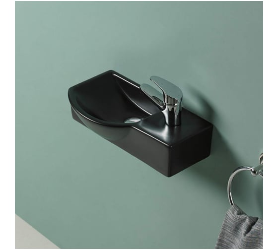 Изображение товара Раковина подвесная Weltwasser WW AISBACH 7940 MT-BL R матовая черная, 400x220x120 мм 10000008689