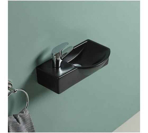 Изображение товара Раковина подвесная Weltwasser WW AISBACH 7940 MT-BL L матовая черная, 400x220x120 мм 10000008688