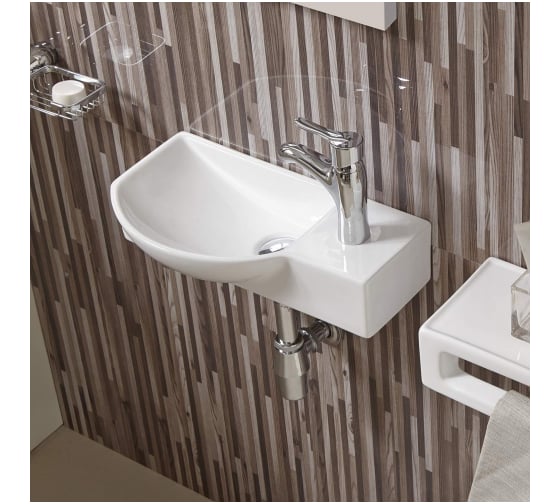 Изображение товара Раковина подвесная Weltwasser WW AISBACH 7950 GL-WT R глянцевая белая, 505x235x125 мм 10000008693