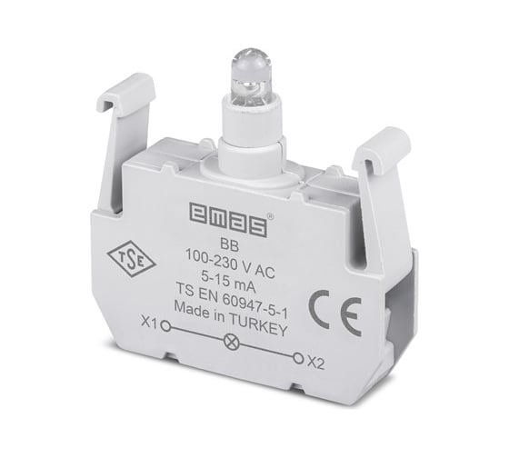 Изображение товара Блок-контакт подсветки Emas ВB с белым светодиодом, серия B, 100-230В AC BB