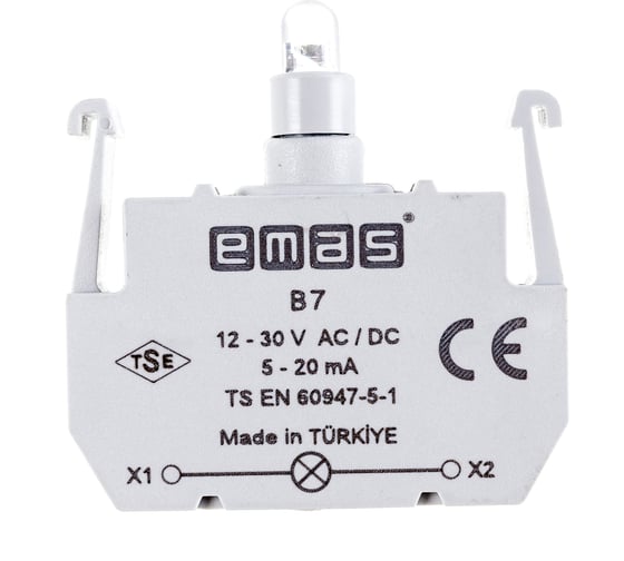 Изображение товара Блок-контакт подсветки Emas B7 с синим светодиодом, серия B, 12-30 В AC/DC B7